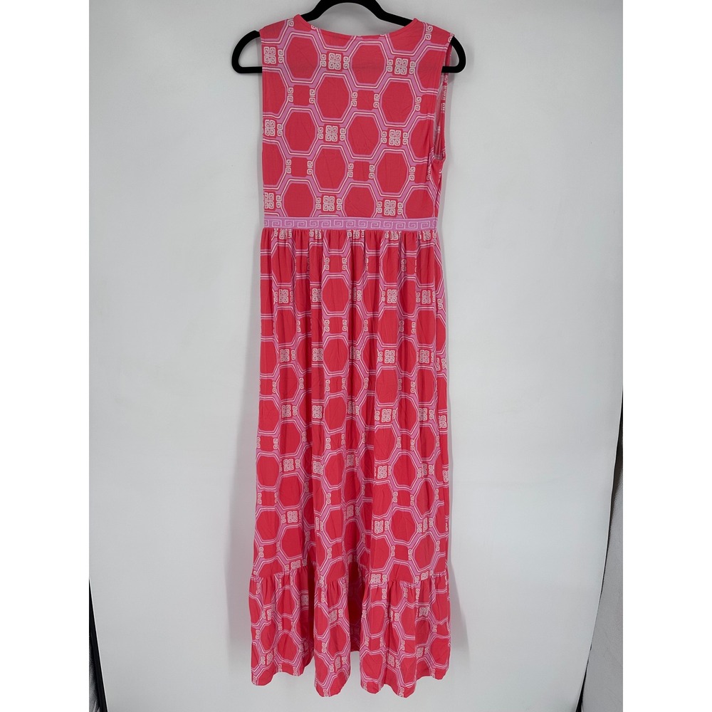 Cabana‎ Life Maxi Dress Women S Pink Geometric Stretch Resortwear Beach Tropical - Picture 5 of 8